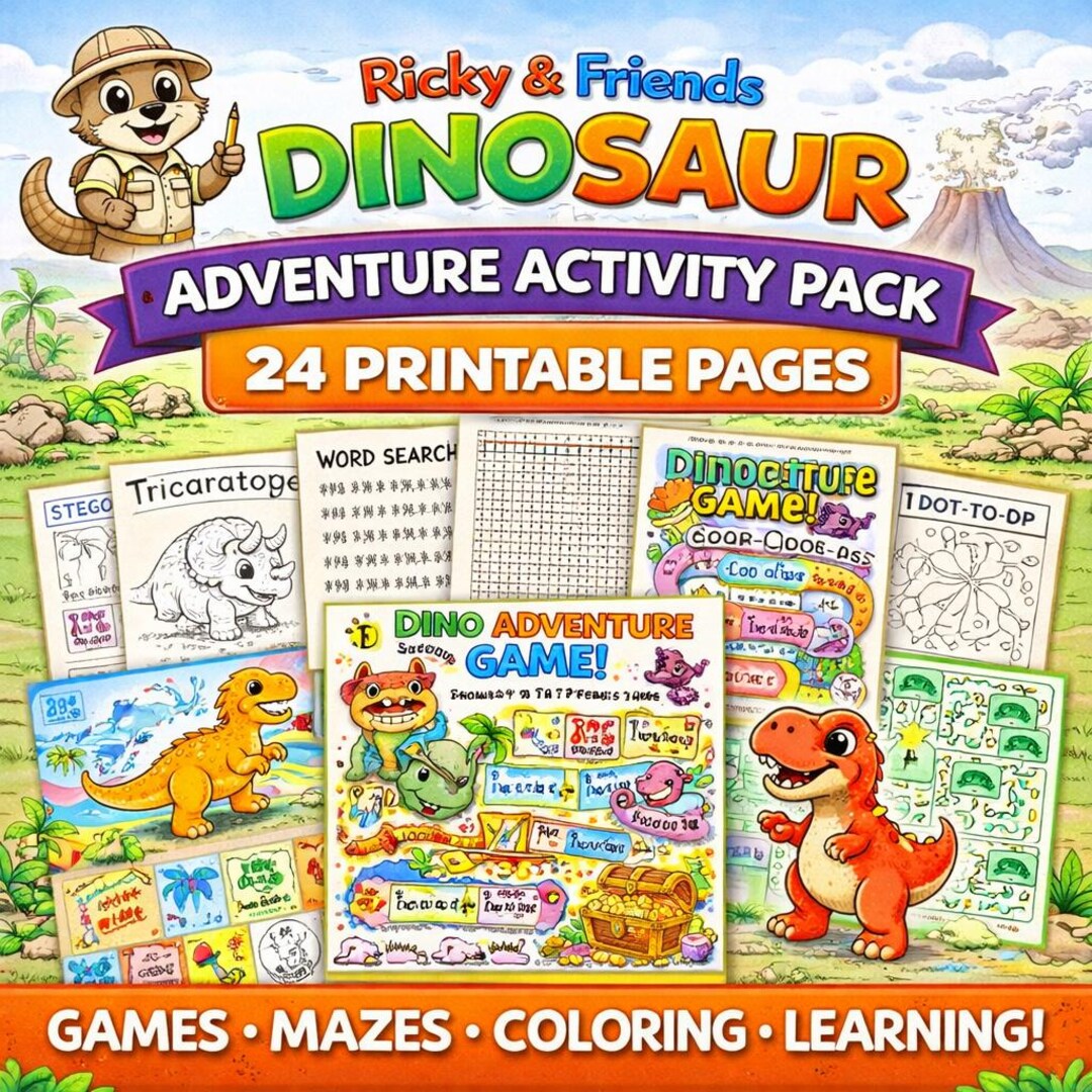 Dinosaur Adventure Activity Pack | Kids Printable Games, Mazes ...