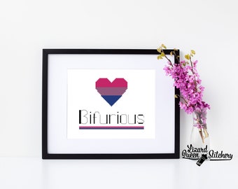Digital Download- Cross Stitch Pattern- Bifurious Bi Pride Pattern