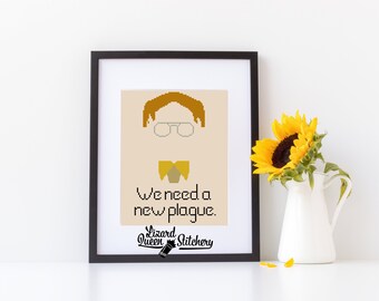 Digital Download Cross Stitch Pattern- Dwight We Need a New Plague The Office