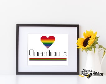 Digital Download- Cross Stitch Pattern- Queerlicious Pride Pun