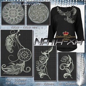 Traumfänger Stickdatei 5er Set. Set, um deine eigene Komposition oder sticken separate Designs. Niedliche Applikation