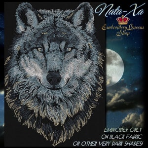 Wolf Machine Embroidery Design In the Night Series 3 Sizes to Download Fit 5.5x7.8&quot; (140x200 mm) hoop and larger Sweatshirt Tshirt Leather