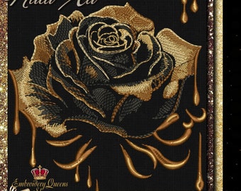 Golden Rose Machine Embroidery Design 3 Sizes to Download Fit 5.5x6.1&quot; (140x155mm) hoop and larger Beautiful Flower Pillow Sweatshirt Tshirt