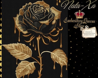 Rose Machine Embroidery Design 3 Sizes to Download Fit 6x9&quot; (150x225mm) hoop and larger Gold Rose Bouquet Flower Pillow Sweatshirt Tshirt