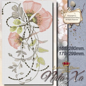 Puede incluir: Diseño bordado con flores rosas, hojas verdes y enredaderas negras. El diseño mide aproximadamente 18 cm por 28 cm.