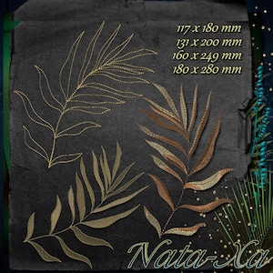 Tropical Machine Embroidery Design Set Fit 5x7&quot; (130x180mm) hoop & larger Palm Leaves Banana 3 Design 3 Sizes Each Tshirt Sweatshirt Pillow