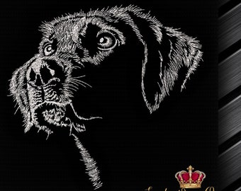 Diseño de bordado de máquina de cachorro de perro Labrador Retriever 6 tamaños para descargar Fit 7x7" (175x175 mm) aro y perrito lindo realista más grande