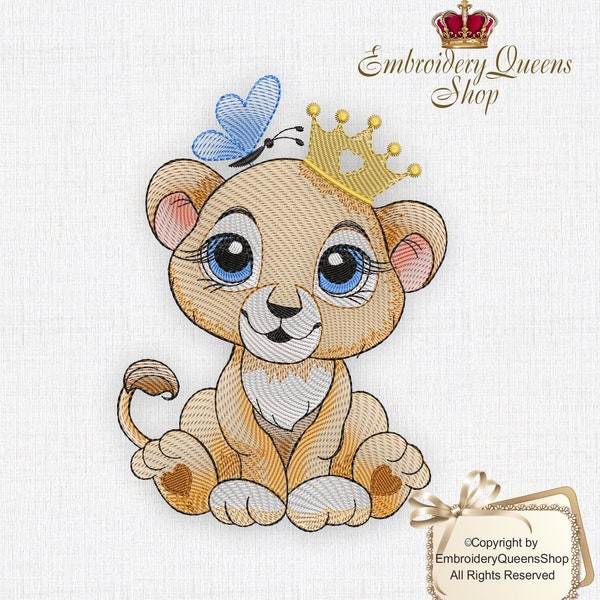 Baby Lion Machine Embroidery Design Lion King Crown 3 Sizes to Download Safari Babies Series Quilt Nursery Baby Boy Girl Cute Unique Jungle