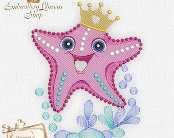 Baby Starfish Machine Embroidery Design Fit 5x7" (130x180mm) hoop & larger Ocean Babies Series 3 Sizes to Download Cute Crab Clothes Bib