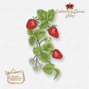Design de bordado de máquina de morango 4 tamanhos para download, ajuste de aro de 5x9,5" (130x250mm) e travesseiros maiores, roupas, guardanapos, toalhas, camiseta Berry