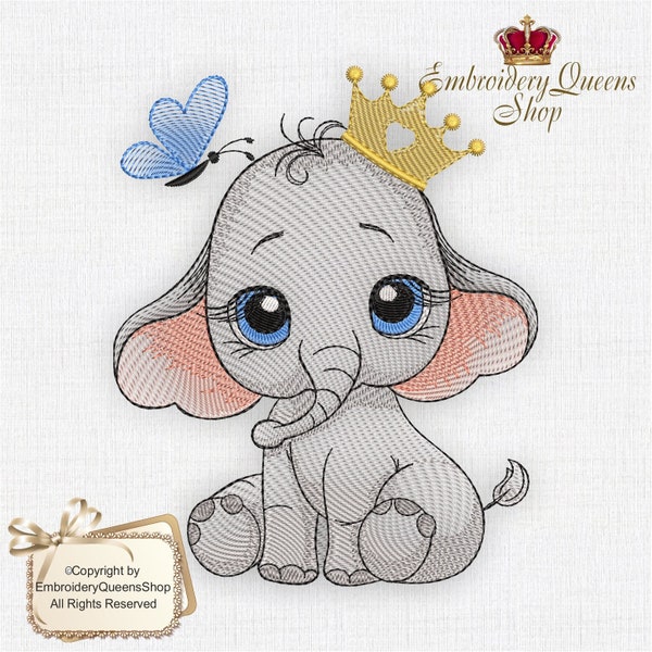 Baby Boy Elephant Machine Embroidery Design Safari Babies Series 3 Sizes to Download Cute Blanket Quilt Pillow Clothes Toy Bib Towel Jungle