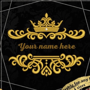 King Crown Machine Embroidery Design Flourishes Frame 4 Sizes to Download Fit 130x180 mm (5x7&quot;) hoop Queen Monogram Frame Tshirt Sweatshirt