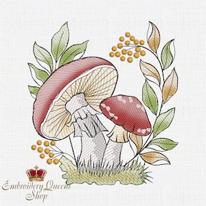 Toadstool Mushroom Machine Embroidery Designs  instant download small hoop 5x7"; 5 1/2x7 3/4"