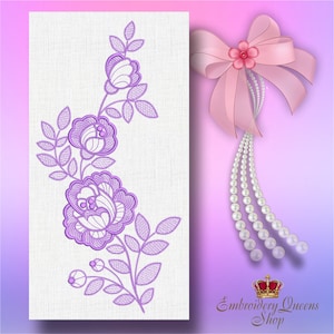 Hermosa rosa de encaje # 2 diseños de bordado a máquina descarga instantánea en 3 tamaños para aro pequeño 5x7 "; 5 1/2x7 3/4"; 6x10"