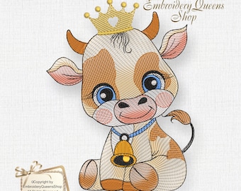 Baby Kuh Maschinenstickerei Design Junge 3 Größen zum Download Bauernhof Babys Serie Quilt Kindergarten Baby Junge Mädchen niedliche Tiere vom Bauernhof Lätzchen Kissen Handtuch