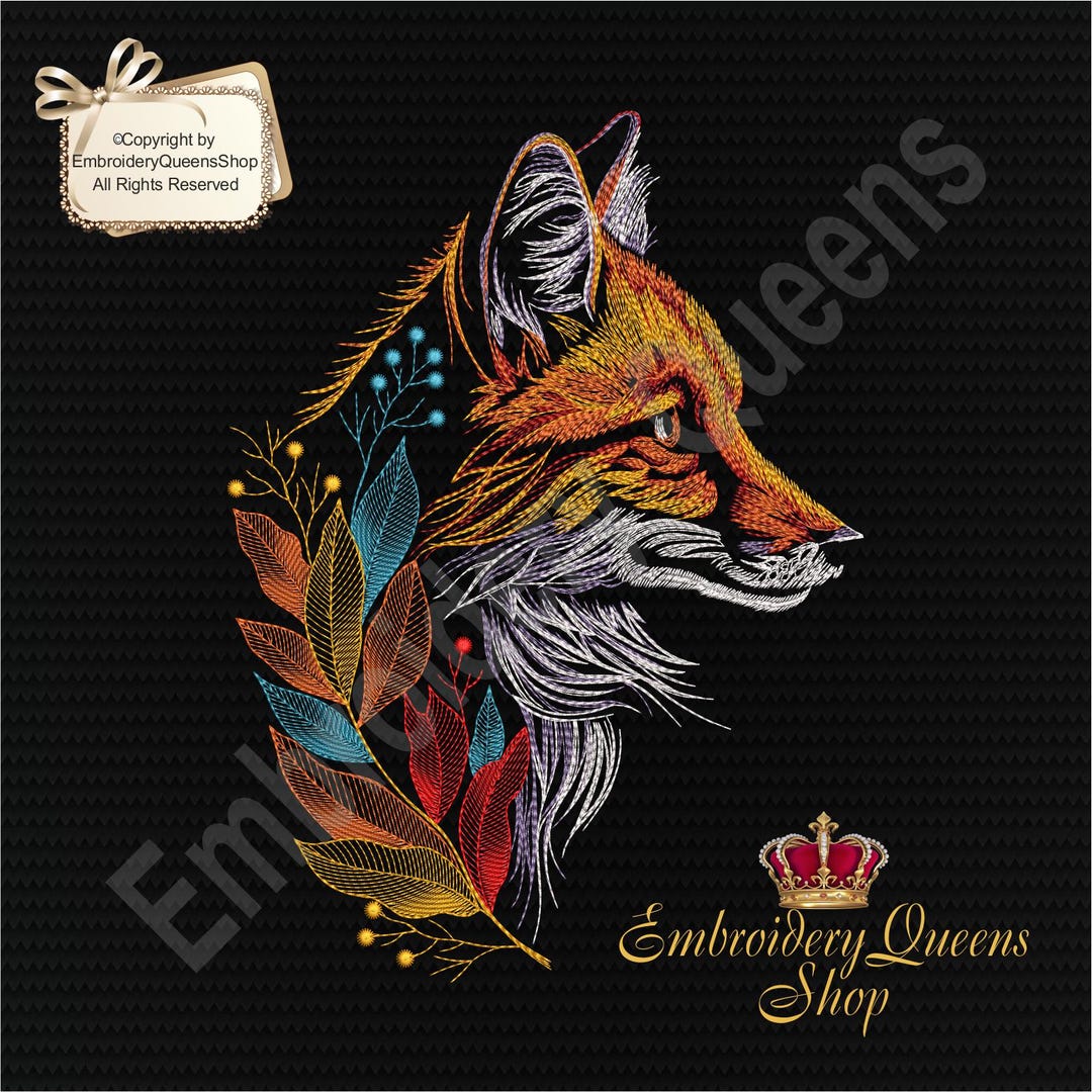 Fox Machine Embroidery Design Fox Feather 5 Sizes Download Fit 6.5x9 ...