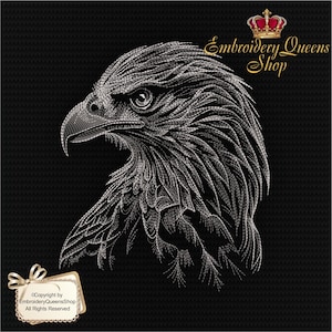 Eagle Machine Embroidery Design Realistic Eagle Head 7 Sizes to Download Fit 5x7&quot; (130x180mm) hoop & up Cute Bird Sweatshirt Tshirt Pillow