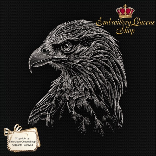 Eagle Machine Embroidery Design Realistic Eagle Head 7 Sizes to Download Fit 5x7" (130x180mm) hoop & up Cute Bird Sweatshirt Tshirt Pillow