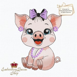 Baby Mädchen Schwein Maschinenstickerei Bauernhof Babys Serie 3 Größen zum Downloaden Süsser Elefant Ferkel Hahn Ziege Babys Kleidung Decke Handtuch Lätzchen