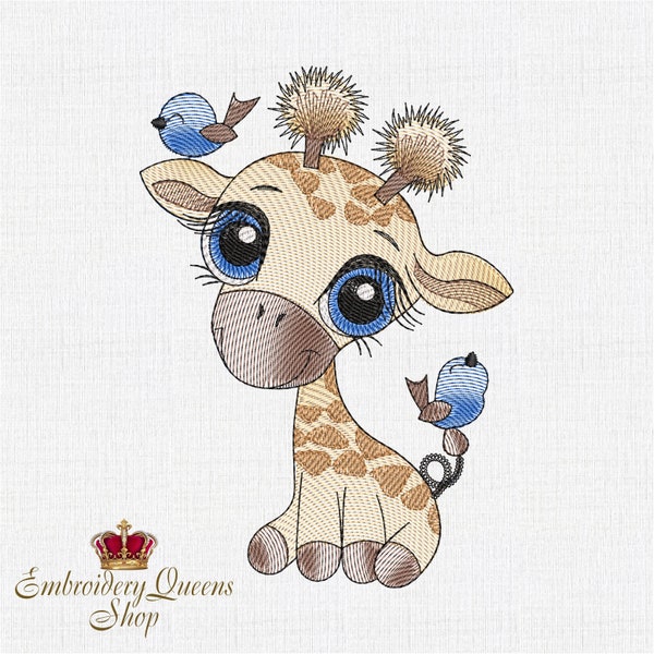 Boy Giraffe Machine Embroidery Designs for Baby Children instant download in 2 sizes for  small hoop  5x7"; 5 1/2x7 3/4"