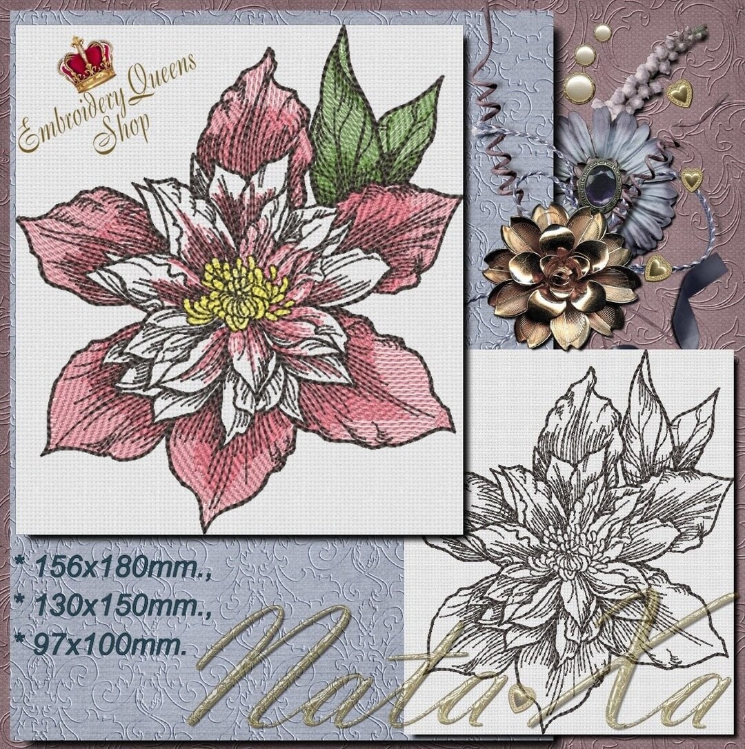 Beautiful Flower Machine Embroidery Design Set of 2 Designs 3 Sizes to ...