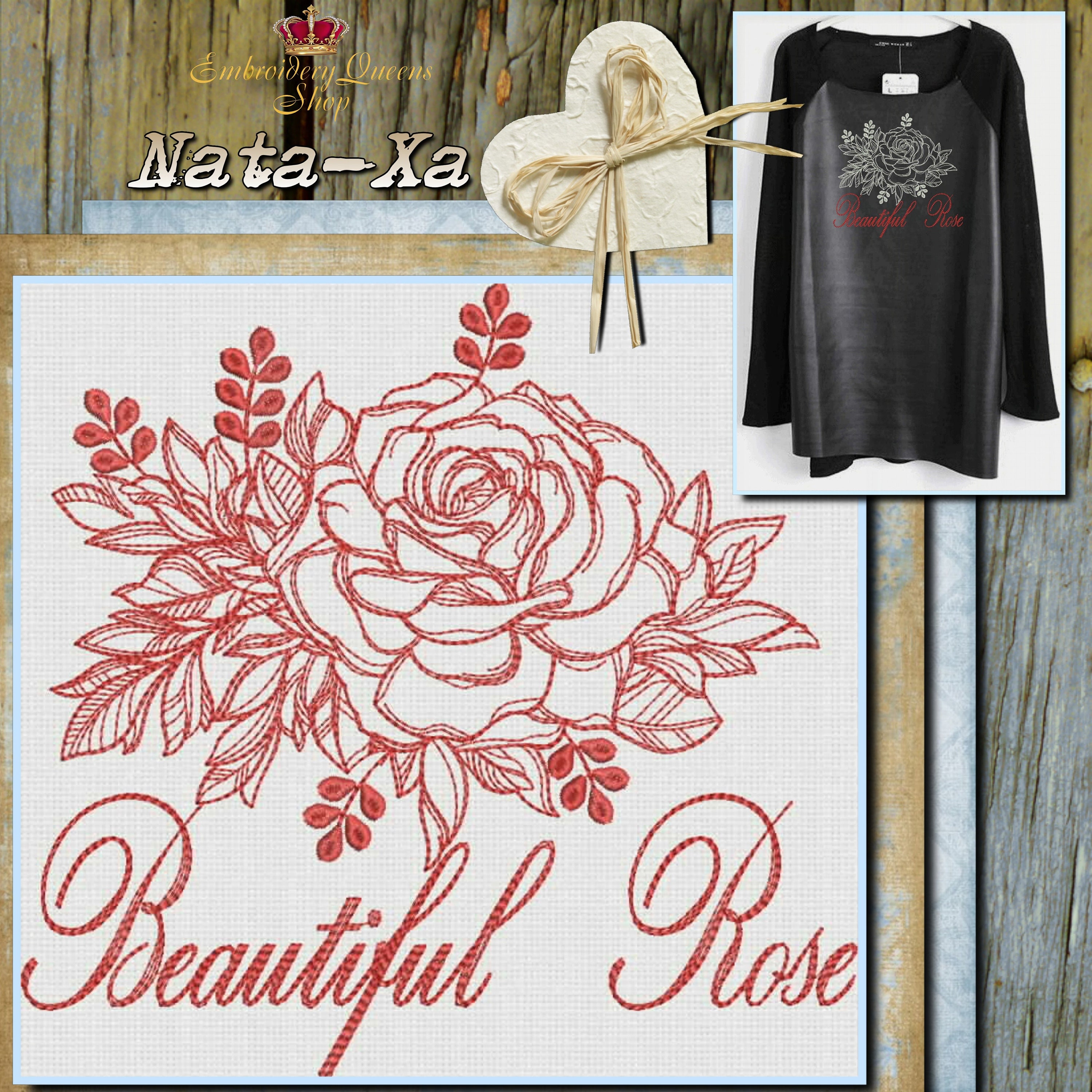 Soft Rose Flower Embroidered Tattoo Practice Set For Beginners