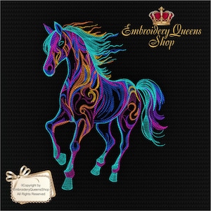 Horse Machine Embroidery Design Running Horse 8 Sizes to Download Fit 5x7&quot; (130x180mm) hoop & up Cute Horse Sweatshirt Tshirt Pillow
