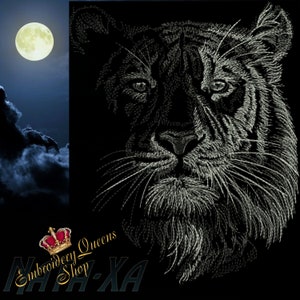 Tiger In the Night Series Machine embroidery design 4 Sizes to download