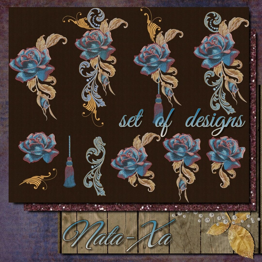 Personalized Roses Machine Rose Machine Embroidery Design Set of 10 Designs. Different Sizes ...