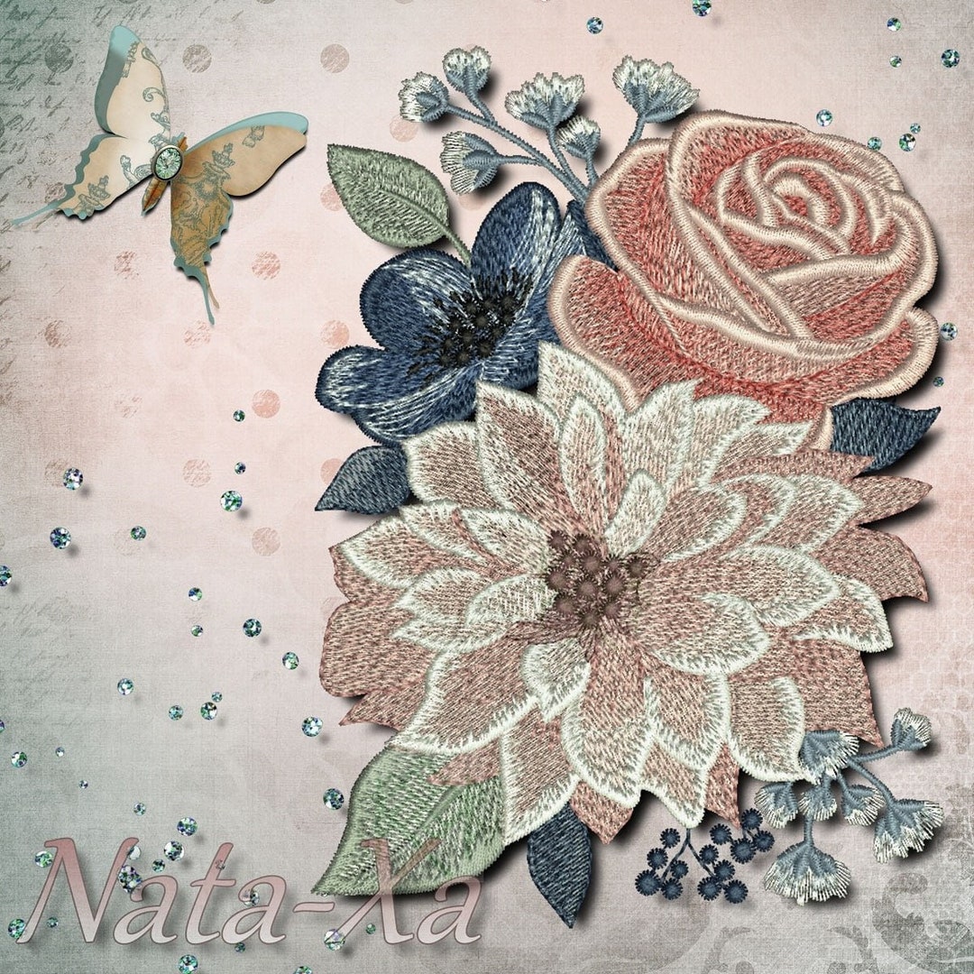 Personalized Roses Machine Roses Machine Embroidery Design Delicate Flowers #5 Beautiful Spring ...