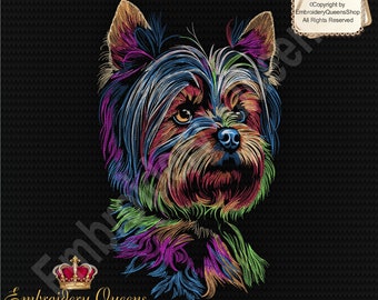 Yorkshire Terrier Yorkie Diseño de bordado de máquina 9 tamaños para descargar Ajuste 5x7" (130x180 mm) aro y almohada de sudadera de cara de perro lindo más grande