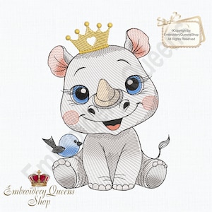Baby Rhino Boy Machine Embroidery Design Safari Babies Series 3 Sizes to Download Cute Tiger Monkey Giraffe Lion Babies Clothes Blankets