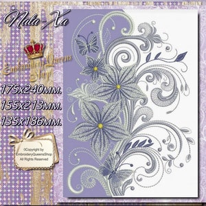 Flourishes Machine Embroidery Design 3 Sizes  Download Fit 5.5x8&quot; (140x200mm) hoop & larger Two fabric combining in the hoop Endless Border