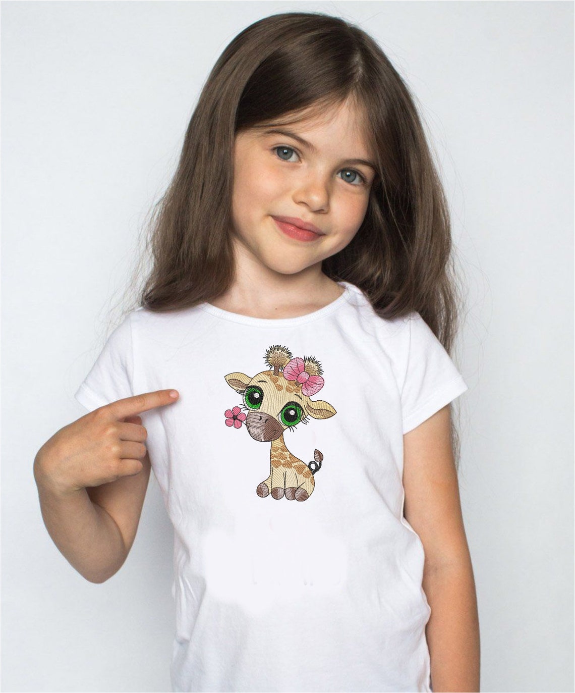 Girl Giraffe Machine Embroidery Designs for Baby Children | Etsy