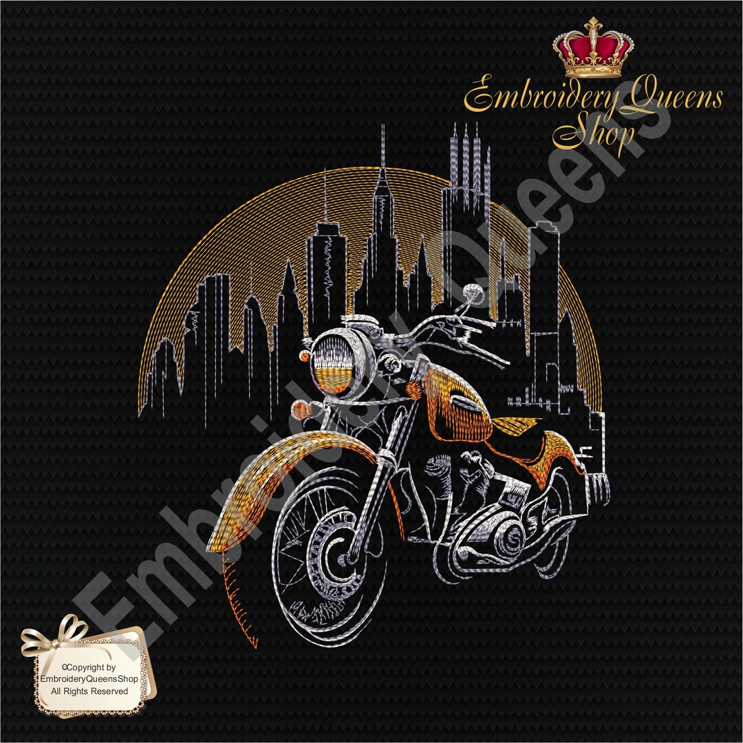 Motorcycle Bike Machine Embroidery Design 6 Sizes to Download Fit 6x7 ...