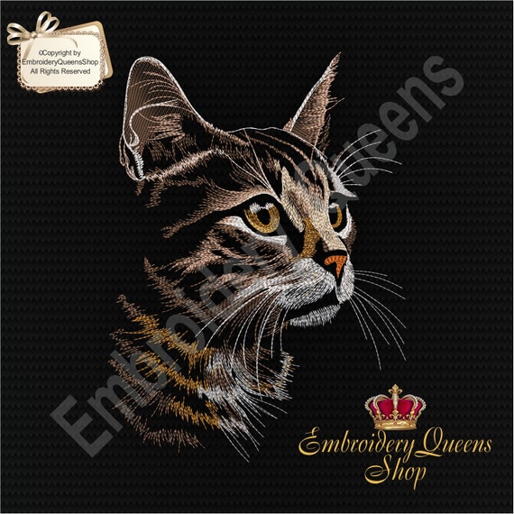 Cat Machine Embroidery Design Fluffy  Cat 7 Sizes to Download Fit 5x7" (130x180mm) hoop & up Cute Cat Face Sweatshirt Tshirt Pillow Quilt
