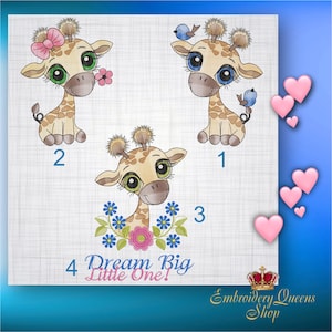 Giraffes Machine Embroidery Designs Set for Baby Children instant download in 2 sizes for small hoop  5x7"; 5 1/2x7 3/4"