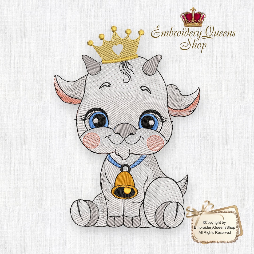 Baby Goat Machine Embroidery Design Boy 3 Sizes to Download Farm Babies
