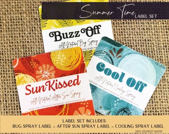Essential Oil Labels for DIY Spray Bottle Recipes | 3-Pack Labels for DIY Essential Oil Sprays for Bug/After-Sun/Cooling Mists