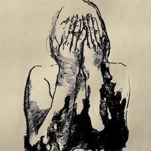 Stampa litografica, Sorpresa, Disegno in bianco e nero, Arte minimalista, Opera d'arte monocromatica, Arte murale originale, Decorazione tradizionale per la casa