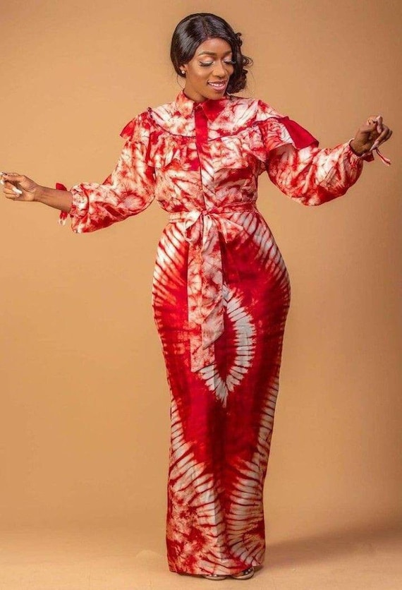 Adire Gown Styles Adire Styles for Women Adire Kaftan Styles Adire Styles for Ladies Adire Boubou Adire Silk Tye and Dye Dress Etsy