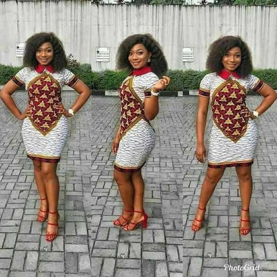 Blau Weiß African Ankara Print Übergröße Kleidung Schärpe Kleid, afrikanische Ankara Hochzeitsgast Party Kleid mit freien Kopftuch