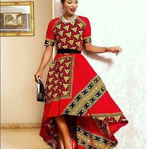 Ankara Dress High Low African Print Dress Wedding Guest Dress