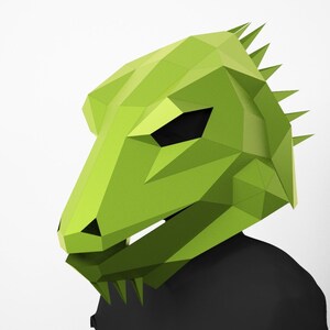 Iguana Mask Low Poly, Digital Template, Papercraft Reptile Masks