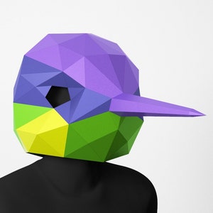 Colibri mask, Hummingbird mask, PDF template for assembly, DIY papercraft maskm, Diy mask, Kids costume, Paper craft 3D, Papermask, Low poly