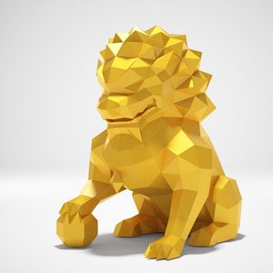 Leone custode del leone cinese Papercraft Modello fai da te PDF, leone 3d, leone cinese, decorazione cinese, decorazioni cinesi