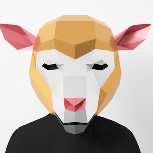 Sheep Mask DIY, Low Poly Mask, Paper Craft Mask, Pdf Template 3D Mask, 3d Paper Art, Kid Costume, Kid mask, Sheep Gift