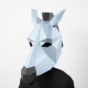 Zebra Mask DIY, Low Poly Mask, Paper Craft Mask, Pdf Template 3D Mask, PDF Template, Zebra Costume, Kid Costume, Polygonal,  3d Mask