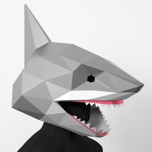 Polygonale Haimaske PDF Vorlage: DIY Papercraft Kostüm