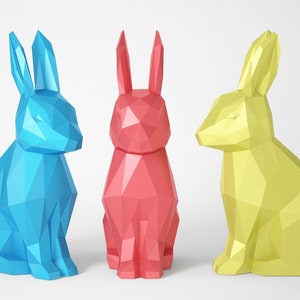 Lapin de Pâques, Lapin A4 PDF Modèle, lapin 3D, lapin 3d, cadeaux de lapin, 3D Paper Art, Low poly, Polygonal Paper Craft